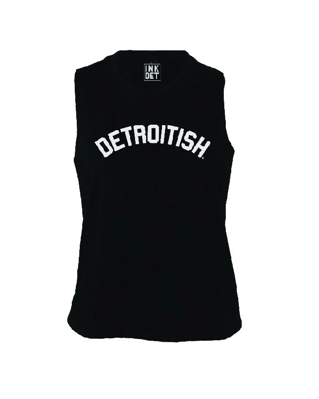 Ink Detroit Detroitish Racerback Crop Tank Top - Black