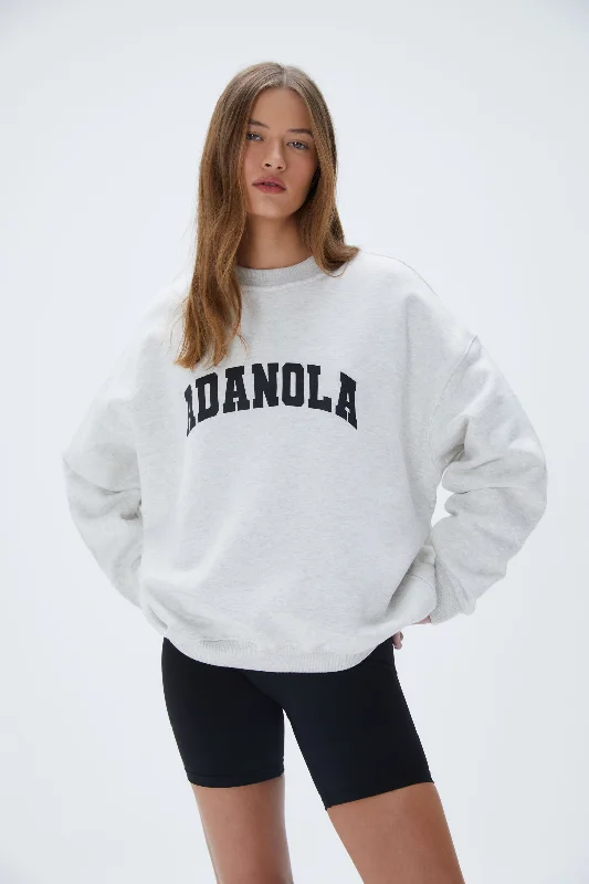 Varsity Oversized Sweatshirt - Light Grey Melange/Black