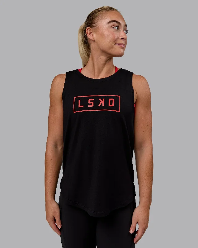 Luna FLXCotton Longline Tank - Black-Crimson