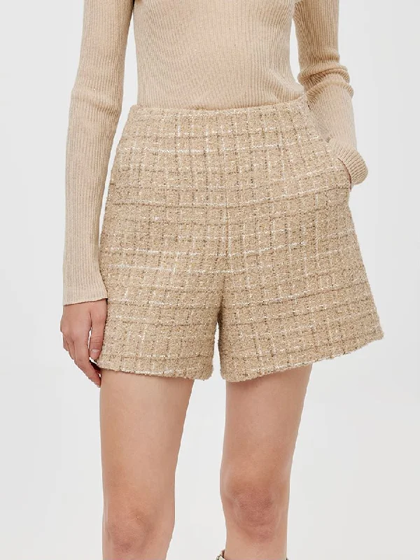 Wool Blend Tweed A-Line Women Shorts