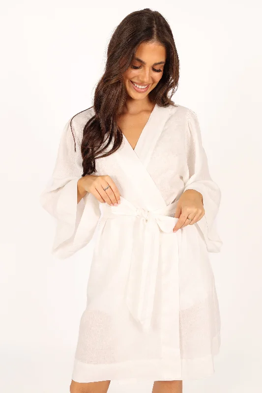 Nuala Linen Robe - Ivory