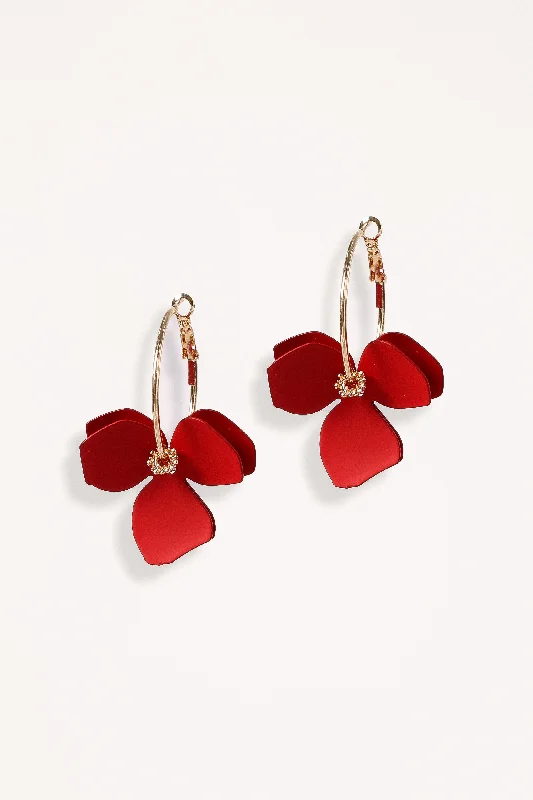 Willow Flower Earrings - Gold/Red