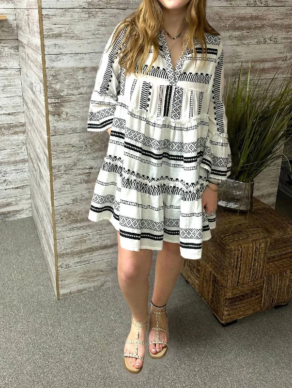 Aztec Chateau Mini Dress in Black/White