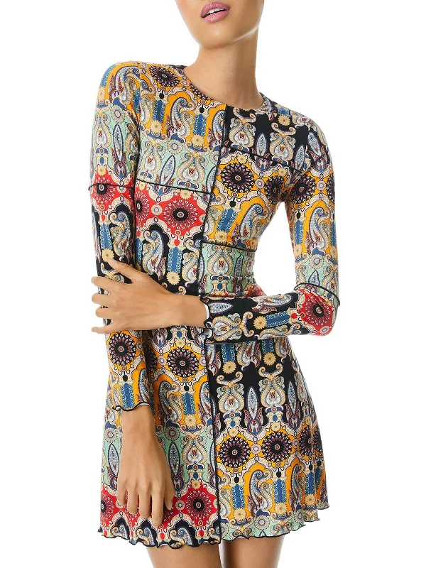 Delora Womens Silk Printed Mini Dress