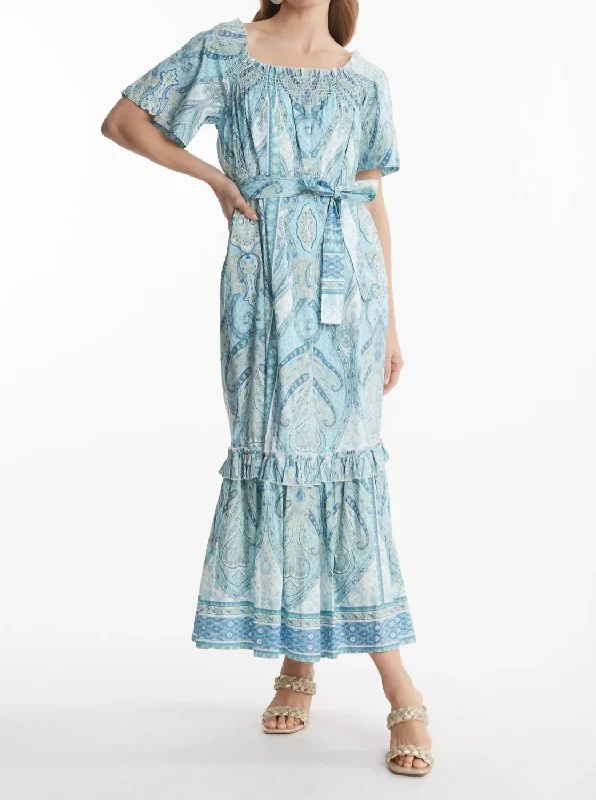 Erin Off The Shoulder Maxi Dress In Paisley