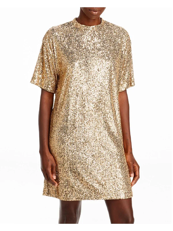 Esenni Womens Sequined Mini Shift Dress