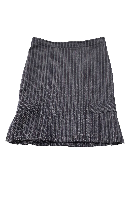 Maxmara Ruffled Hem Skirt in Blue Wool