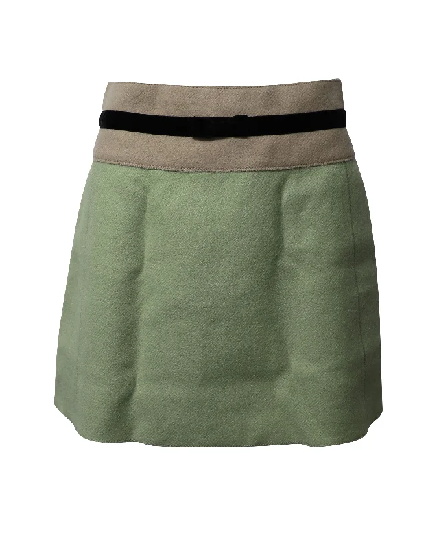 Miu Miu Mini Skirt in Green Wool