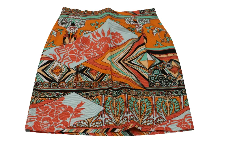 MSGM Floral-printed Mini Pencil Skirt in Orange Cotton