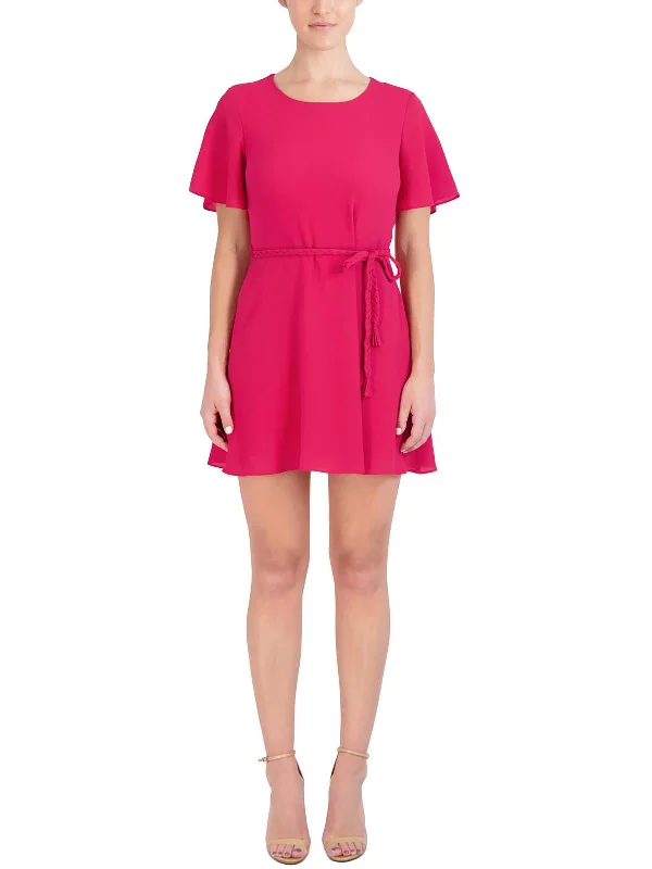 Petites Womens A-Line Short Mini Dress