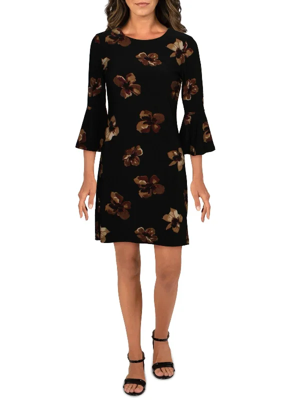 Plus Womens Floral Mini Evening Dress