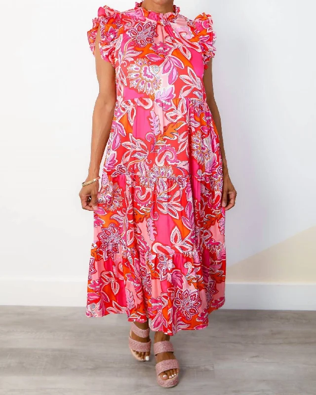 Pretty In Paisley Maxi Dress In Pink Paisley