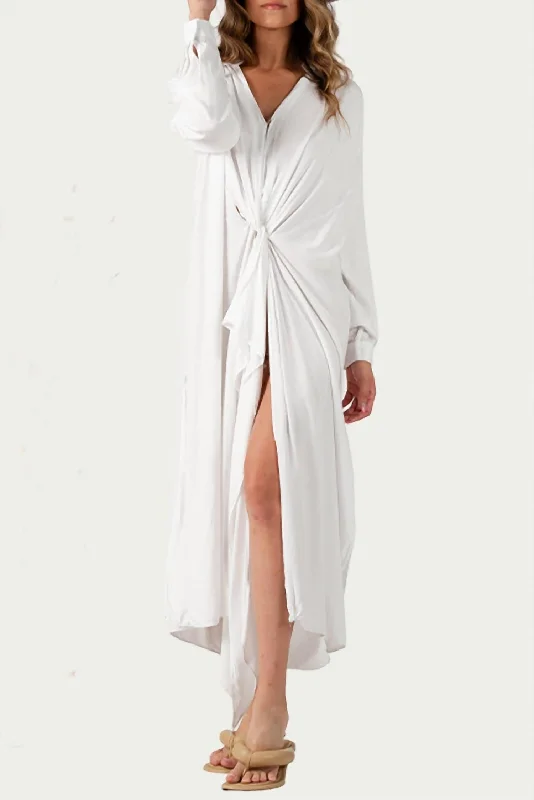 Renee Twist Front Jersey Maxi Dress In White