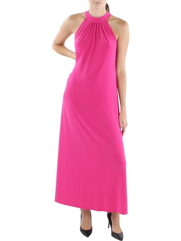 Womens Halter Side Slit Maxi Dress