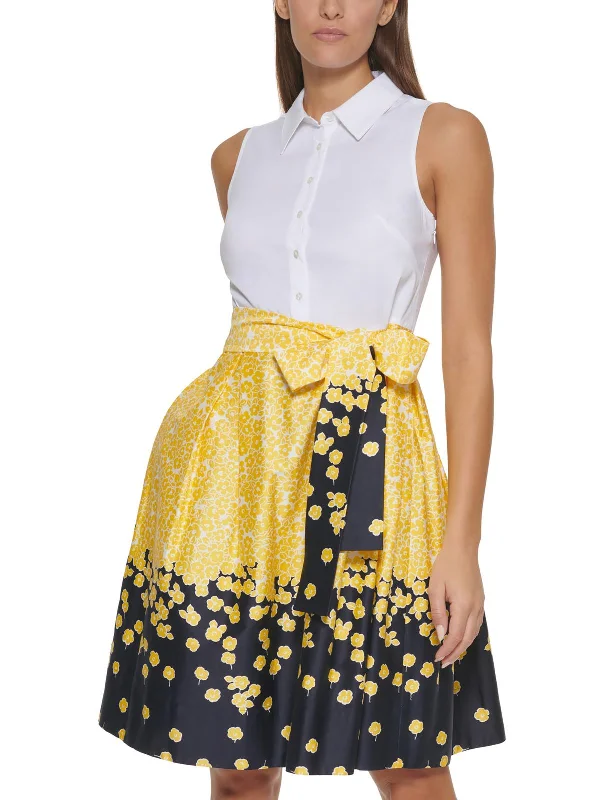 Womens Printed Mini Fit & Flare Dress