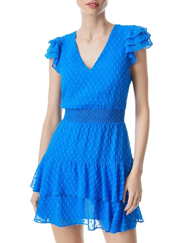 Womens Ruched Mini Fit & Flare Dress