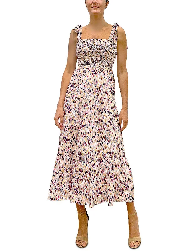 Womens Smocked Tiered Maxi Dress