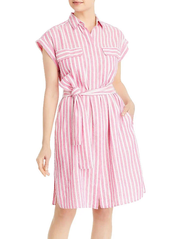 Womens Striped Mini Shirtdress