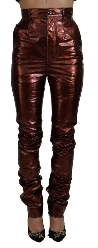 Dolce & Gabbana High Waist Skinny Jeans in Metallic Women's