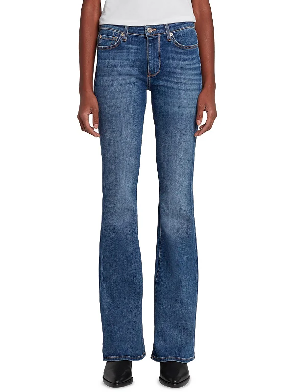 Womens Mid-Rise Faded Bootcut Jeans