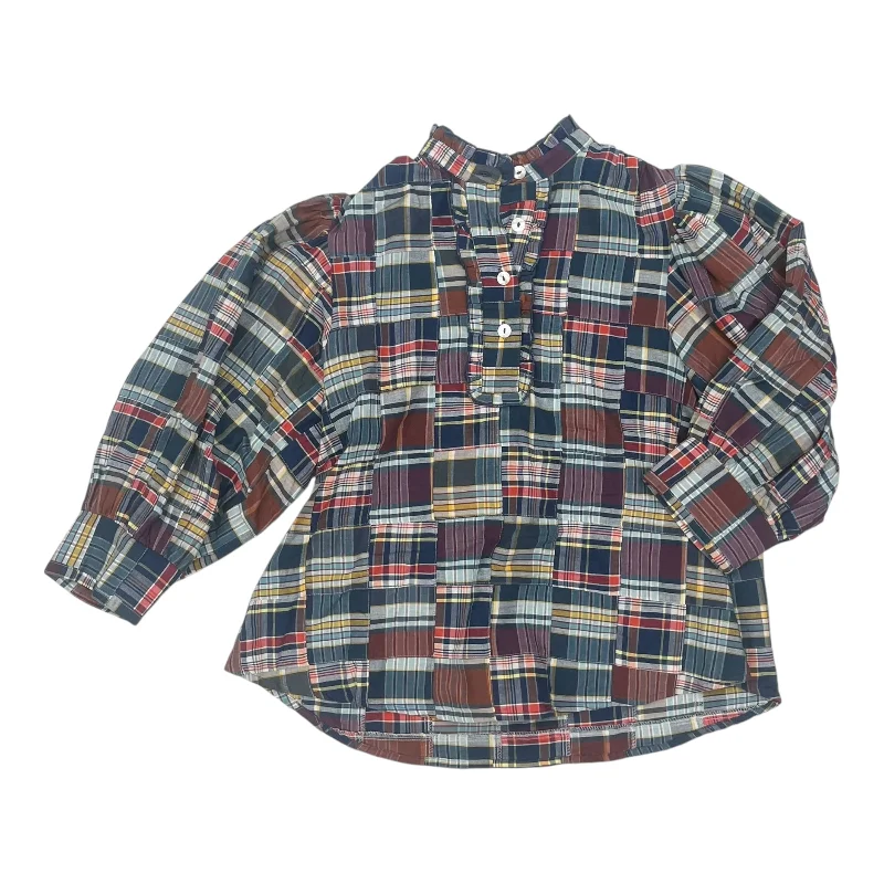 Top 3/4 Sleeve By Antik Batik In Plaid Pattern, Size:M