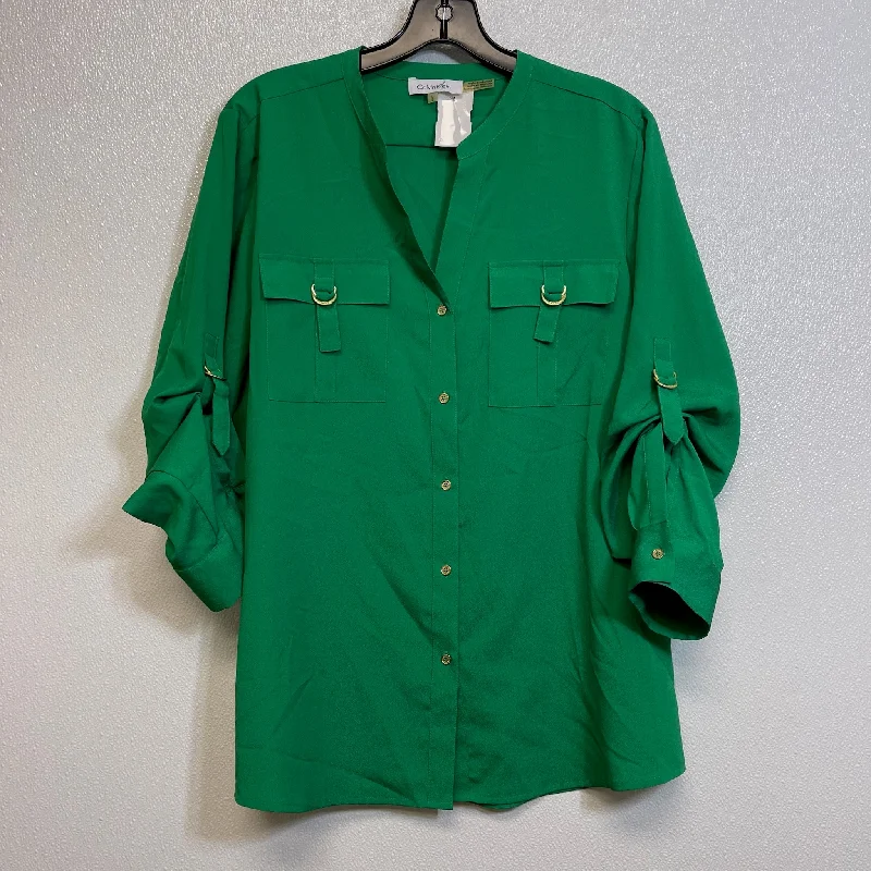 Top 3/4 Sleeve By Calvin Klein O In Kelly Green, Size: L