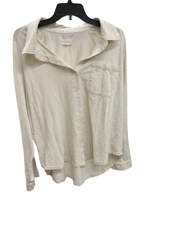 Top Long Sleeve By Thread And Supply In Beige, Size: 2x