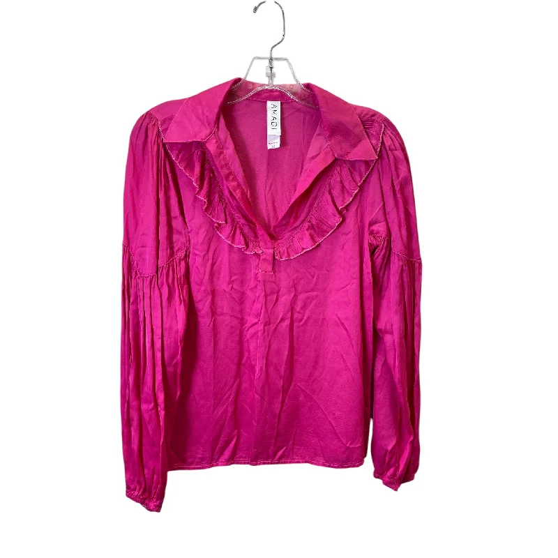 Top Ls Basic By Amadi In Pink, Size:Xs