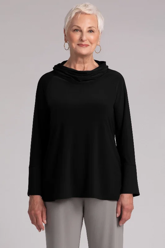 Wide Cuff Raglan Sleeve Top | Black