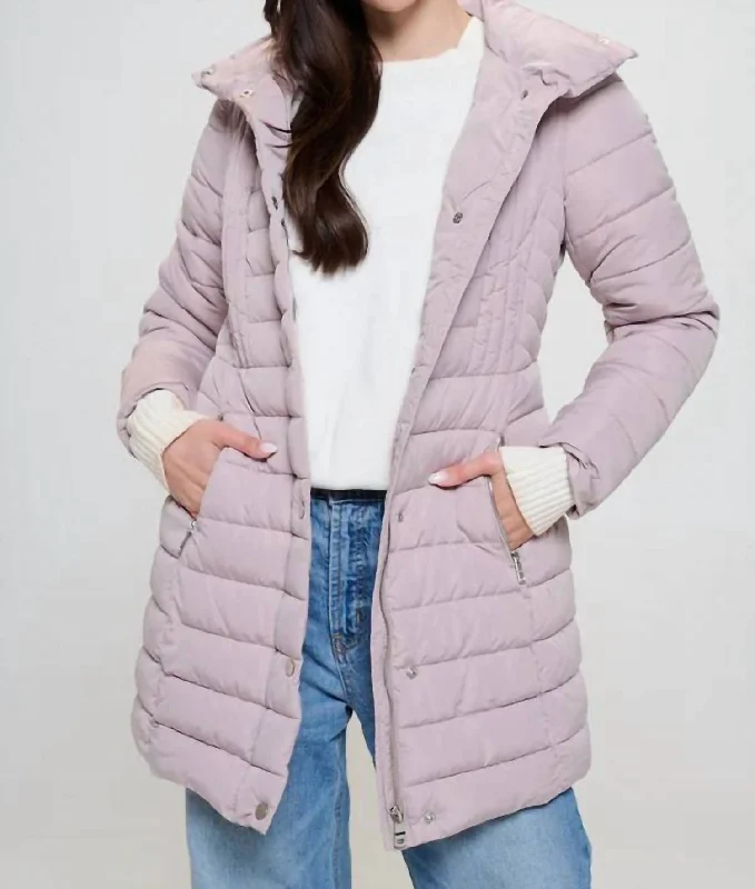 Mochina Moto Puffer Jacket In Taupe