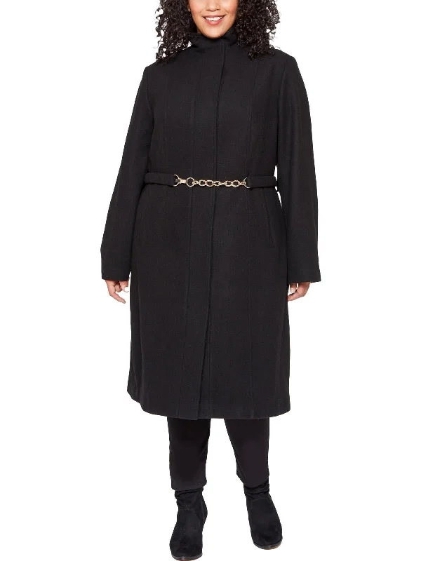 Plus Womens Belted Long Walker Coat