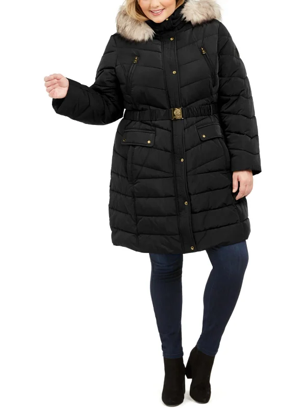 Plus Womens Warm Midi Puffer Jacket