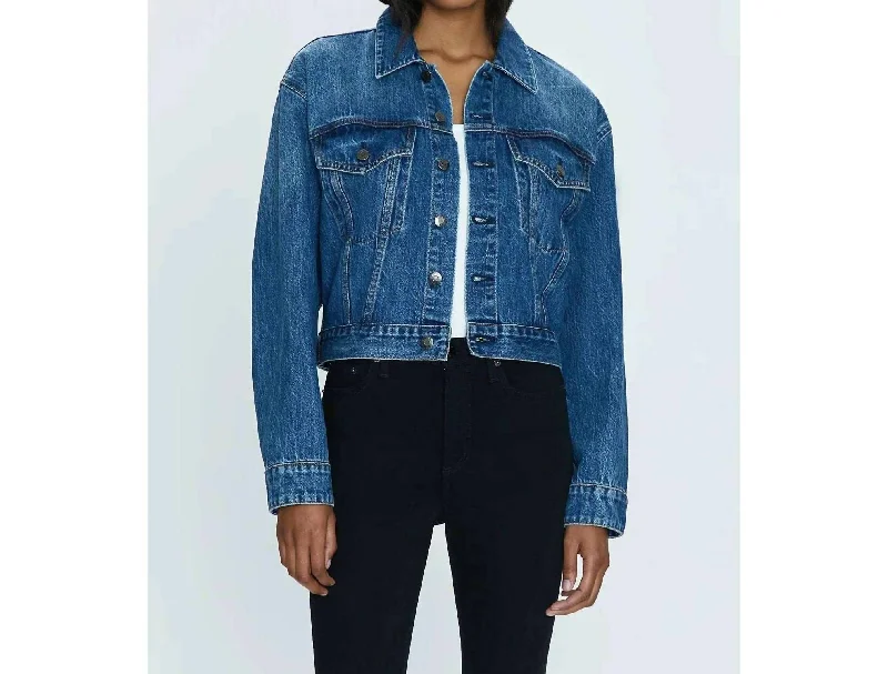 Tatum Cropped Denim Jacket In Blue