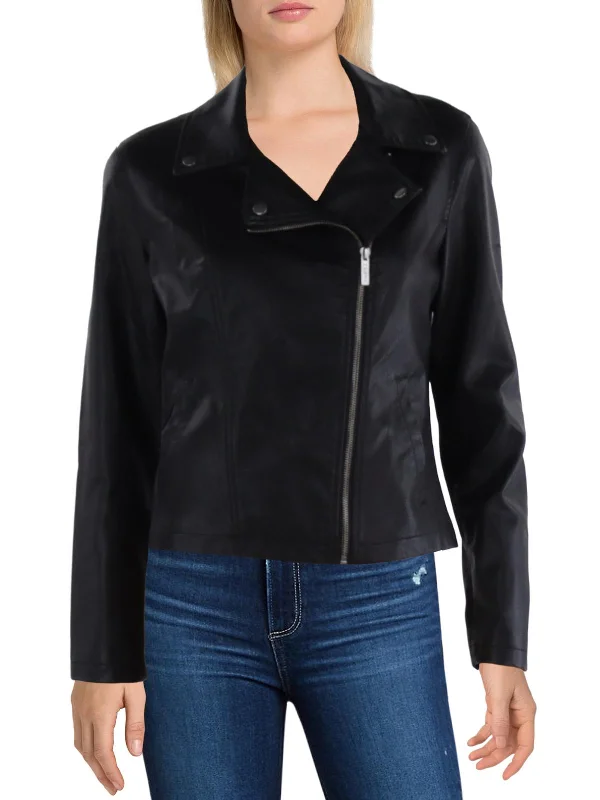 Trina Womens Faux Leather Short Motorcycle Jacket