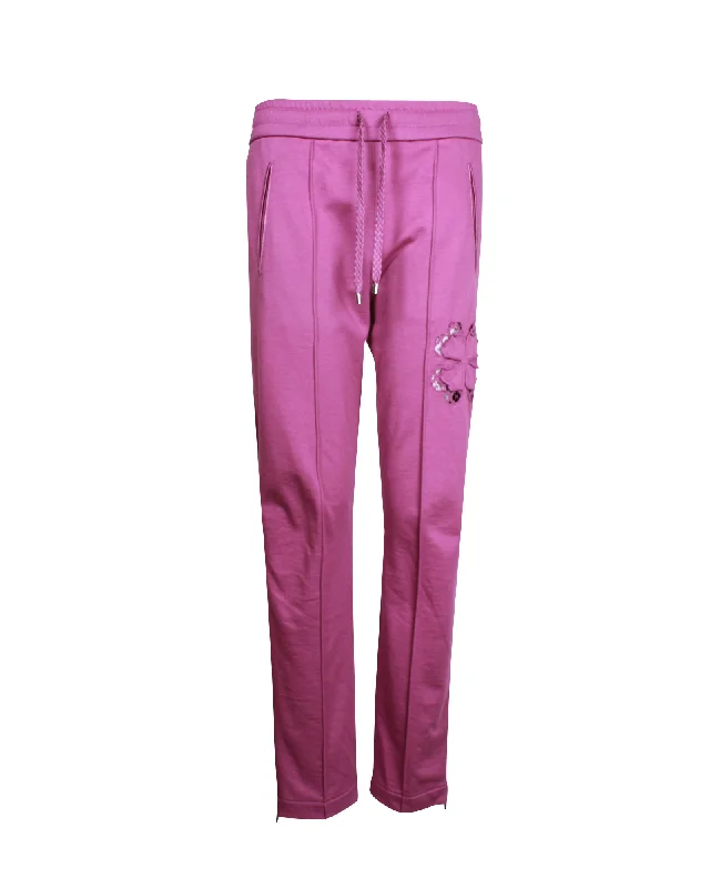 Chanel Floral Lace Detail Sweatpants in Purple Cotton