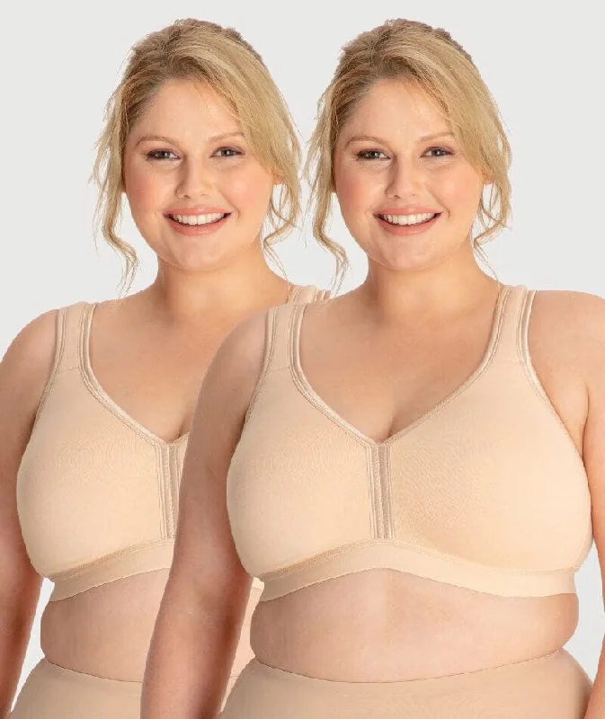 Ava & Audrey Faye Cotton Wire-free Support Bra 2 Pack - Frappe