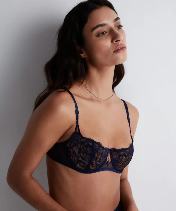 Feeling Myself Lace Demi Cup Bra In Astral Blue - Aubade