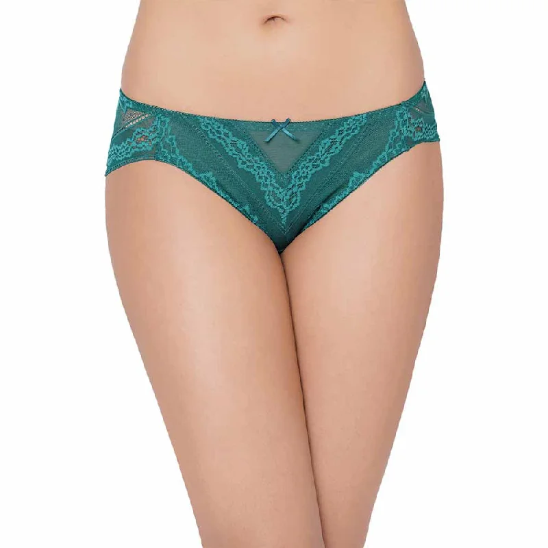 Lucy Low Waist Medium Coverage Bridal Wear Lace Bikini Panty - Teal