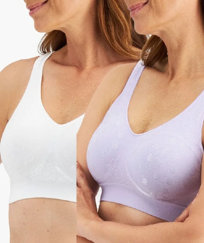 Playtex Comfort Revolution Contour Dot Wire-Free 2 Pack Bra - White/Misty Dot