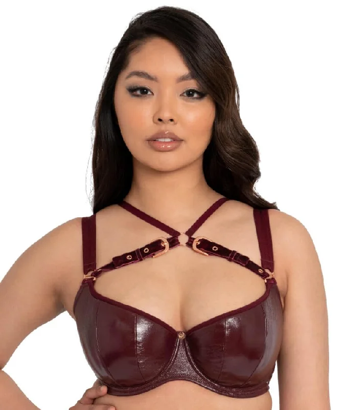 Scantilly Buckle Up Padded Half Cup Bra - Oxblood