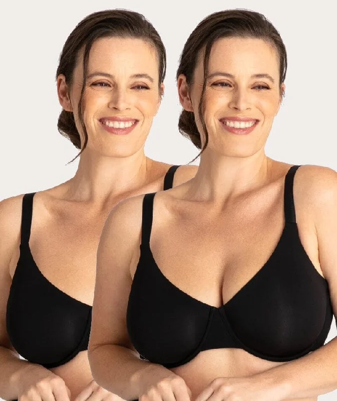 Underbliss Invisibliss Moulded Microfibre Underwire Bra 2 Pack - Black