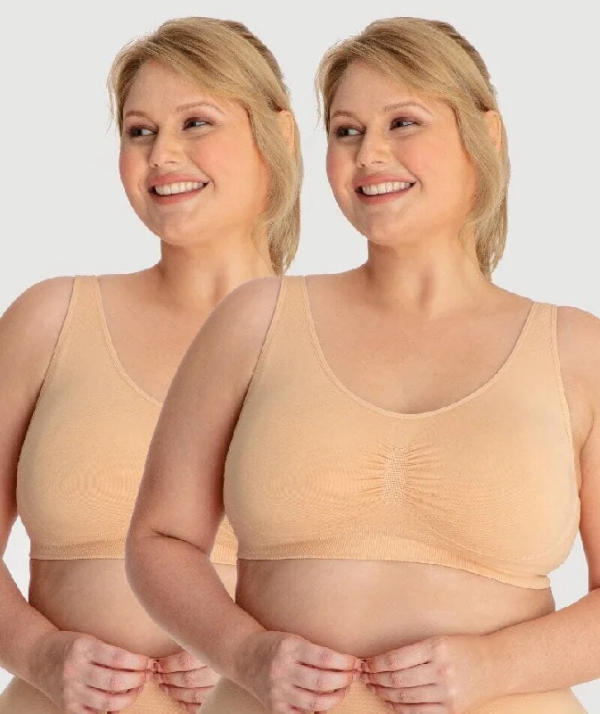 Underbliss Seamless Bamboo Blend Comfort Wire-Free Bra 2 Pack - Frappe