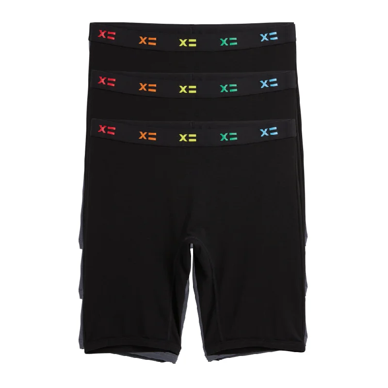 9" Boxer Briefs 3-Pack - TENCEL™ Modal Black X= Rainbow