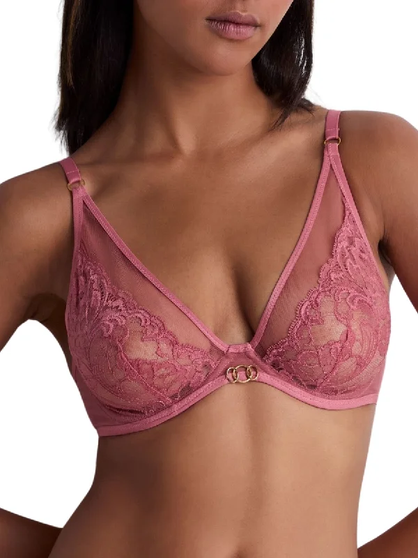 Feeling Myself Triangle Plunge Bra - Rosewood