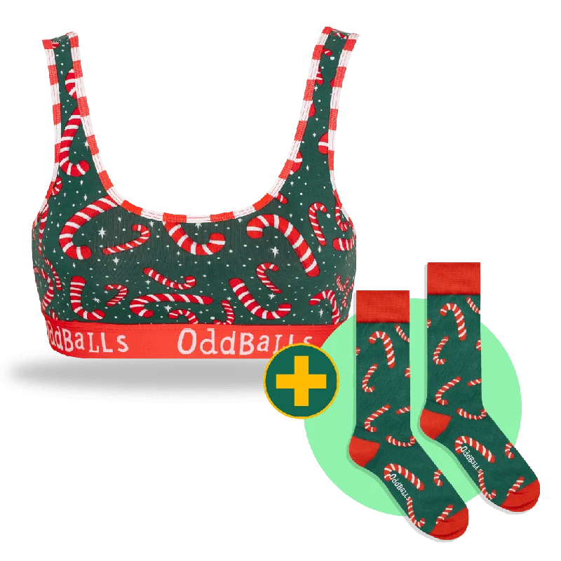 Candy Canes Bundle - Ladies Bralette + Socks Bundle