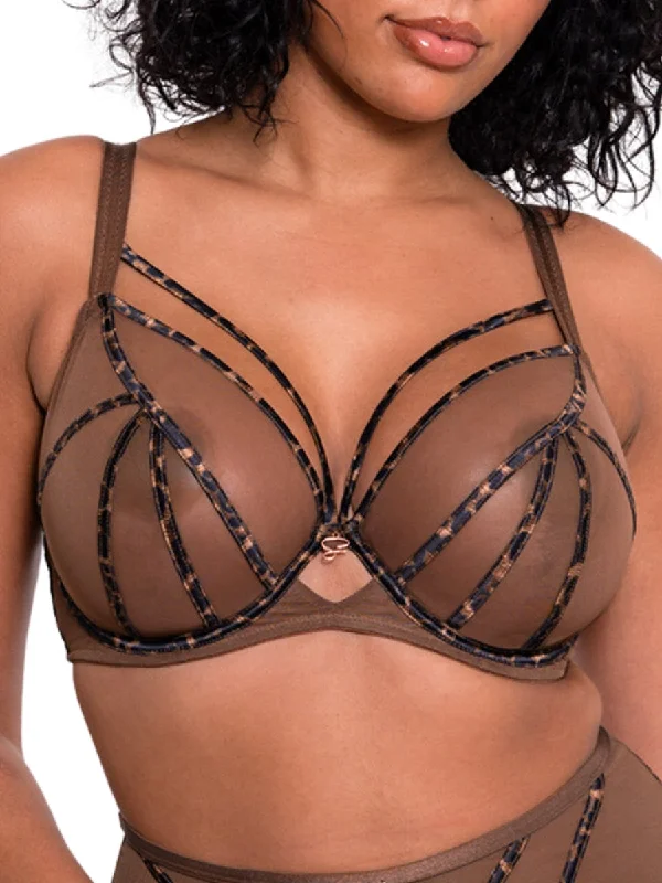 Senses Plunge Bra - Leopard Brown