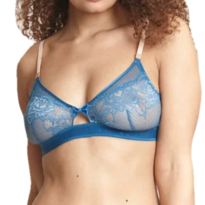 Elle Intimates 24/7 Lace Triangle Bralette Blue