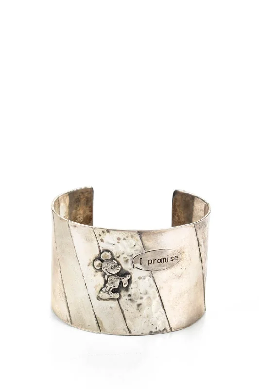 Jasper Womens Hammered Sterling Silver Cartoon Wide Cuff Bracelet