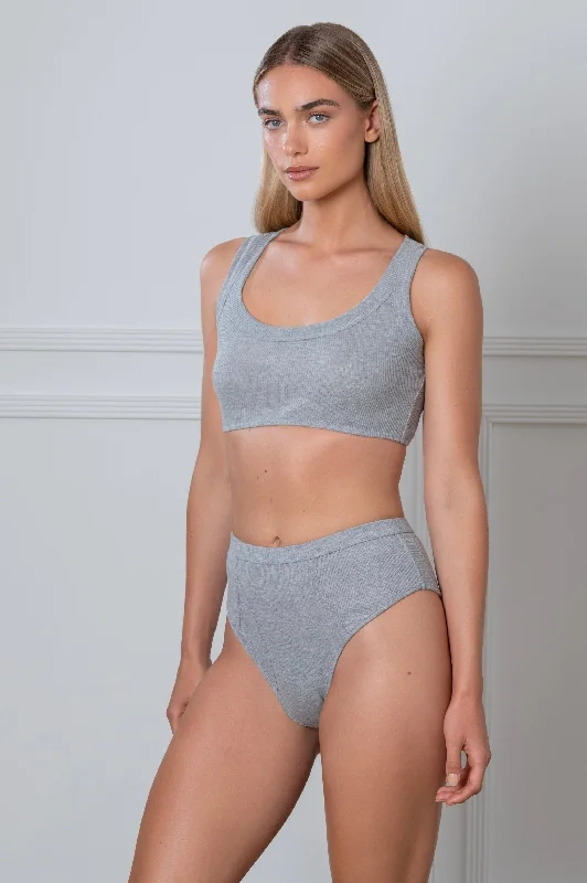 Rib Boyfriend Briefs Grey