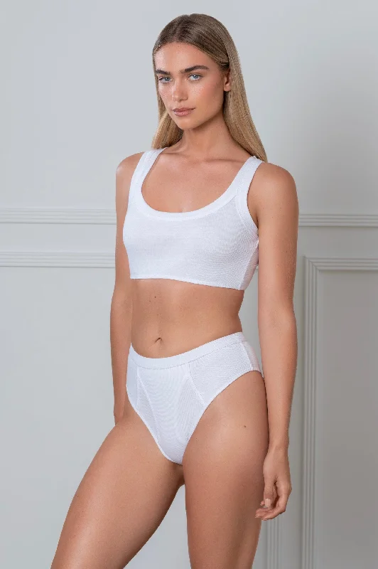 Rib Boyfriend Briefs White